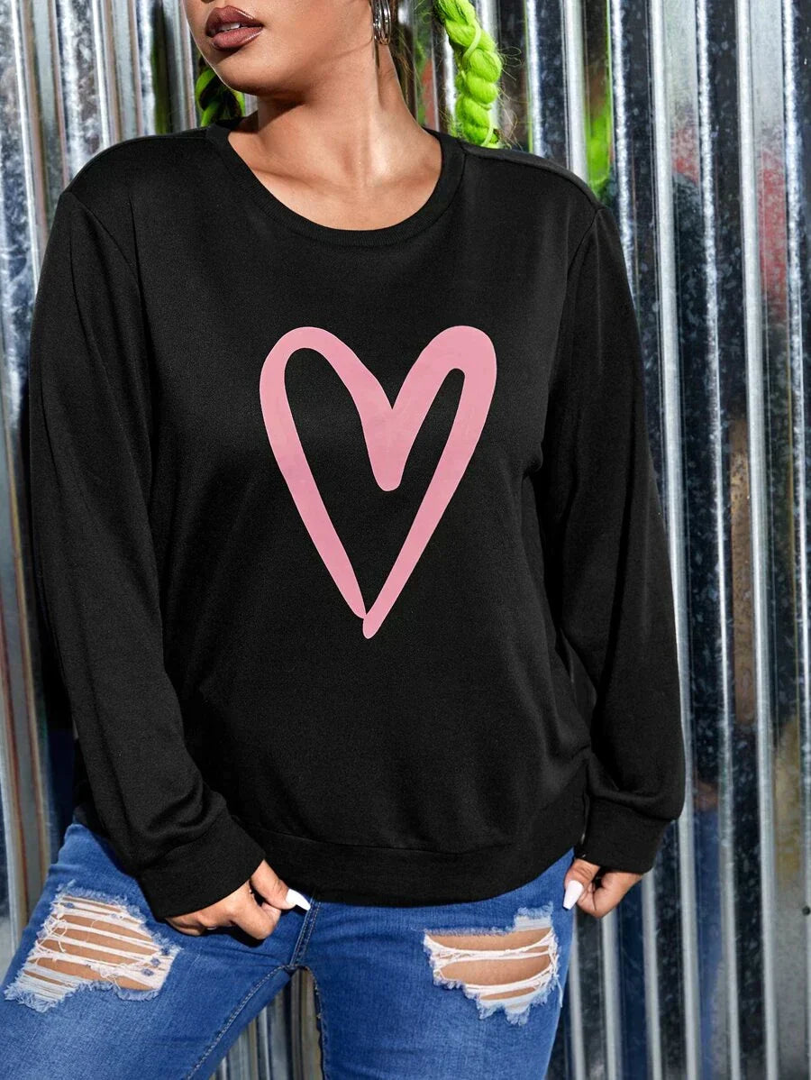 Sweat-shirt coeur rose pour l'hiver