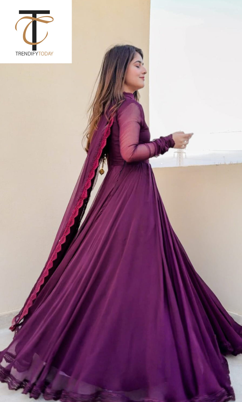 Long  Chiffon Frock for Women 3-Pieces