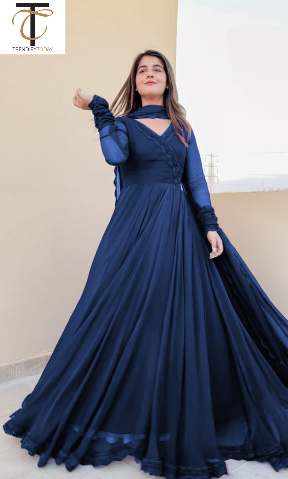 Long  Chiffon Frock for Women 3-Pieces