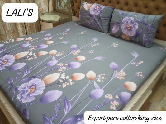 Drap de lit 100 % pur coton de marque originale King Size avec deux oreillers