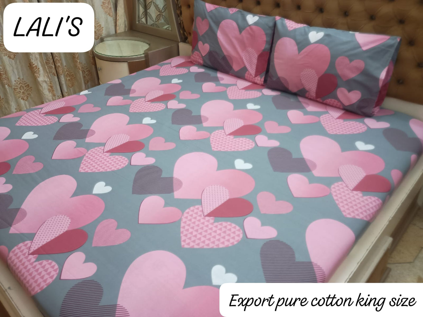 Drap de lit 100 % pur coton de marque originale King Size avec deux oreillers