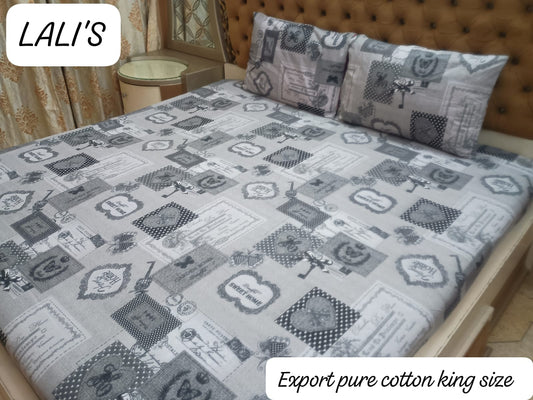 Drap de lit 100 % pur coton de marque originale King Size avec deux oreillers