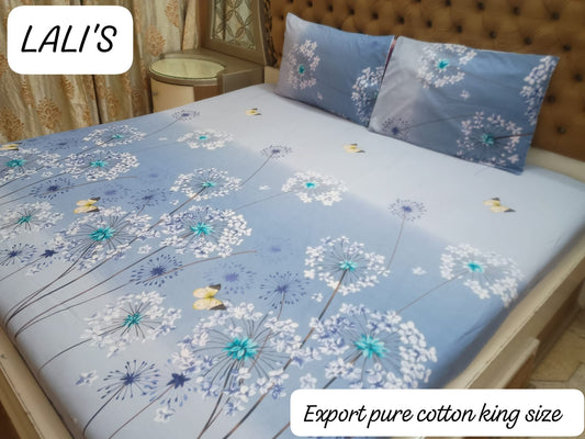 Drap de lit 100 % pur coton de marque originale King Size avec deux oreillers