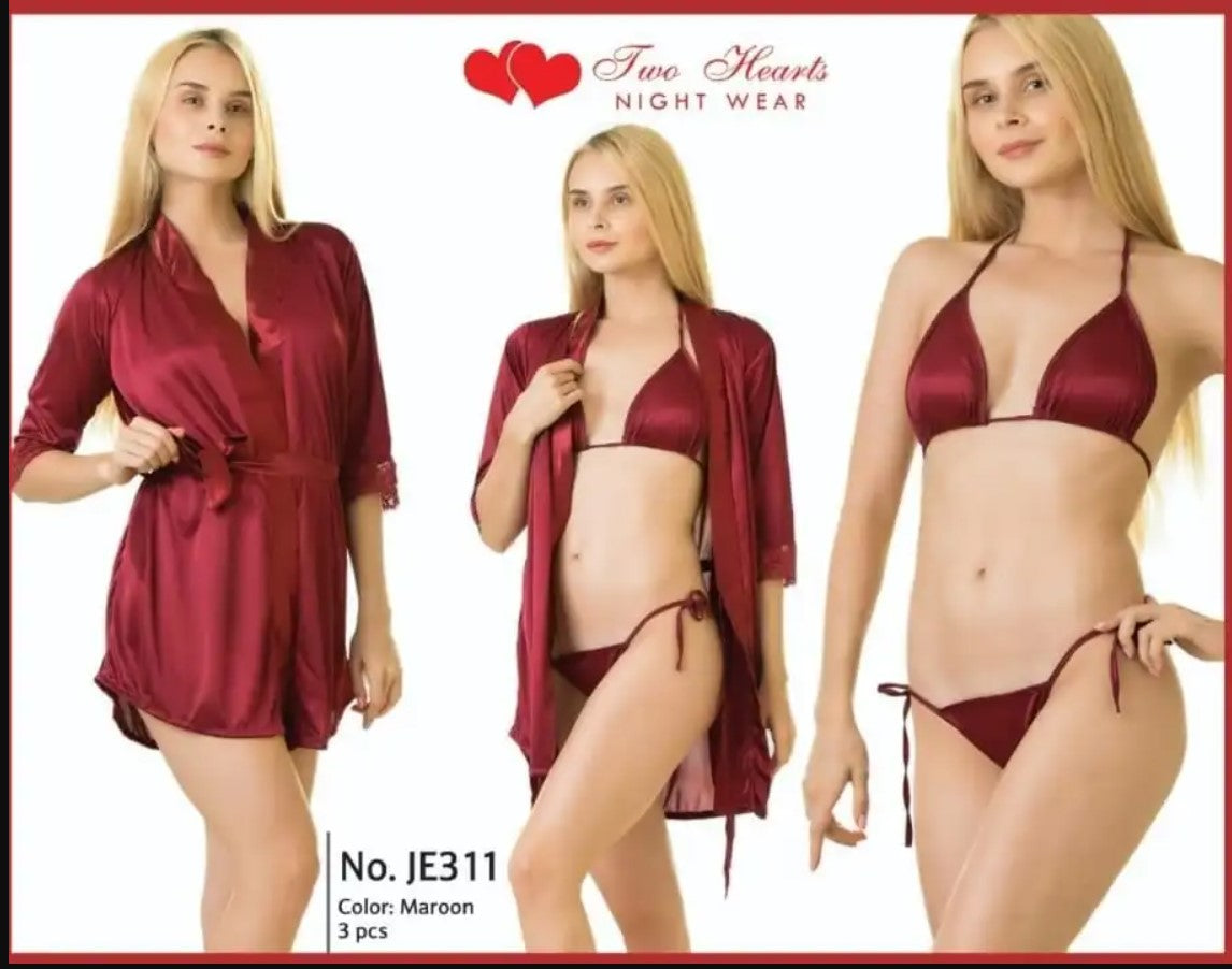 Ensemble de 3 sous-vêtements pour femmes avec soutien-gorge souple et robe