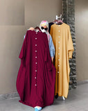 Kaaj Button Turkish Style Long Flare Abaya