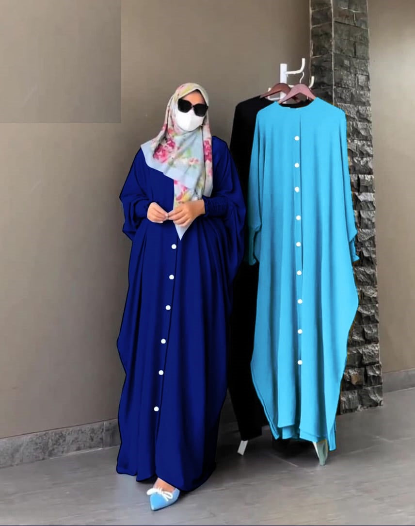 Kaaj Button Turkish Style Long Flare Abaya