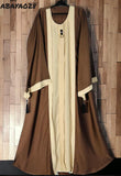 ABAYA : 028 ABAYA DOUBLE MANTEAU EN TISSU NIDA