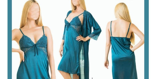 Silk Soft Lace Style Nighty Robe-Gown